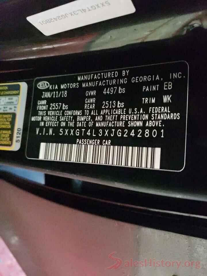 5XXGT4L3XJG242801 2018 KIA OPTIMA