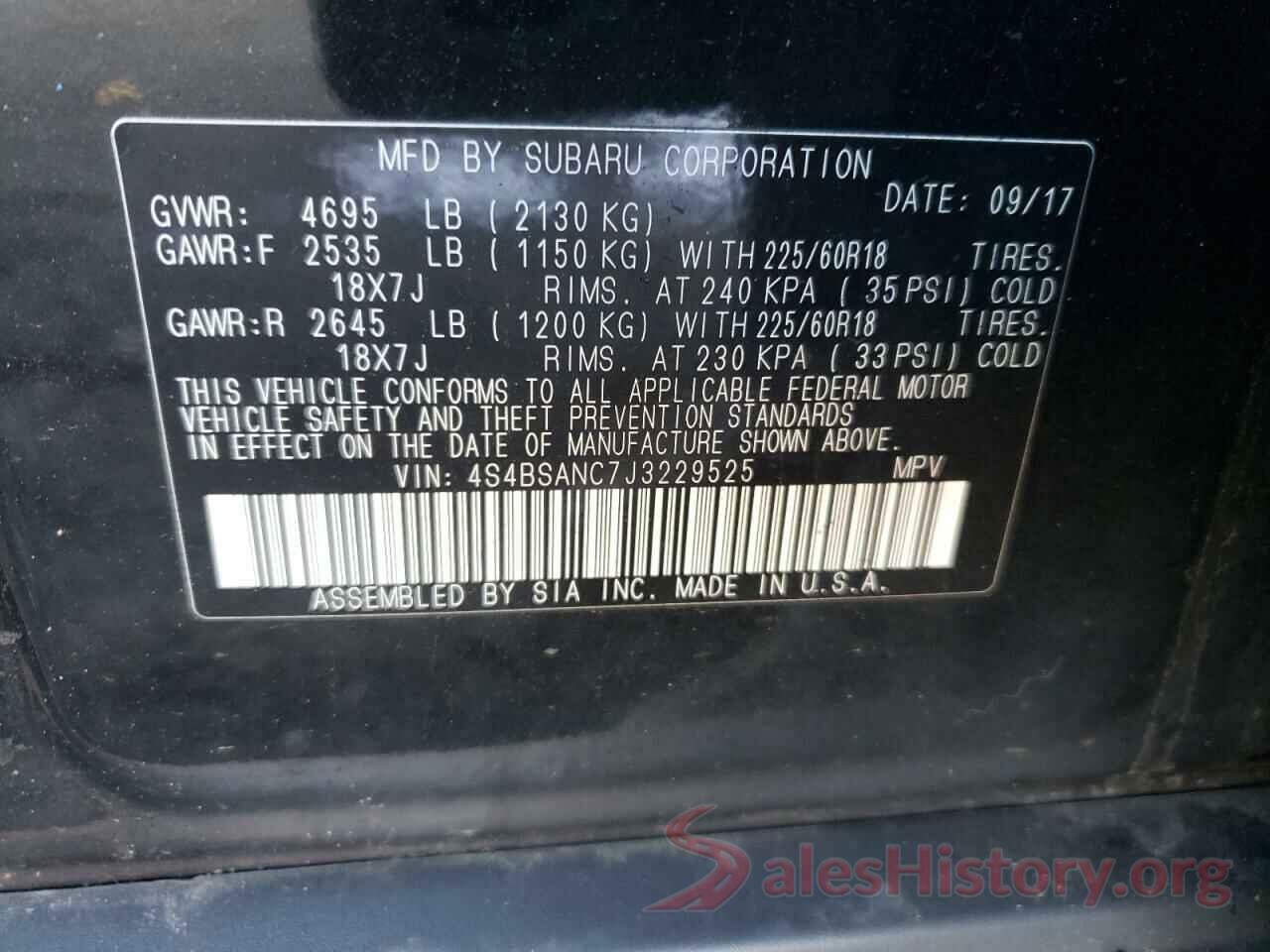 4S4BSANC7J3229525 2018 SUBARU OUTBACK