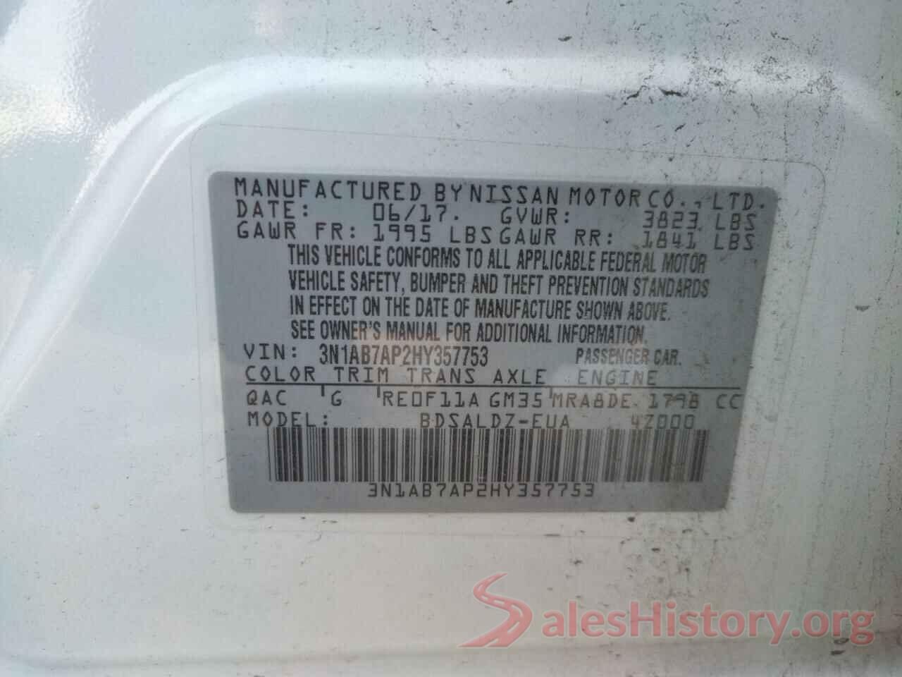 3N1AB7AP2HY357753 2017 NISSAN SENTRA