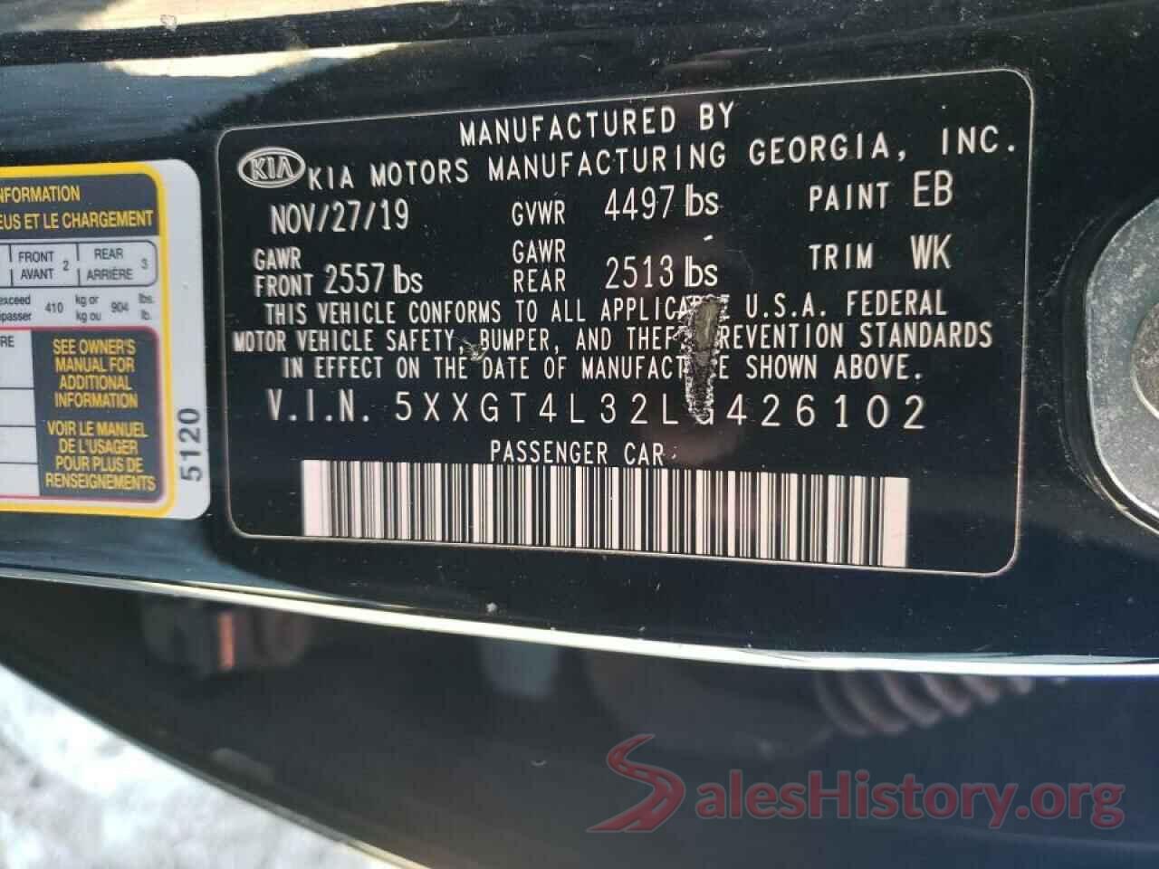 5XXGT4L32LG426102 2020 KIA OPTIMA