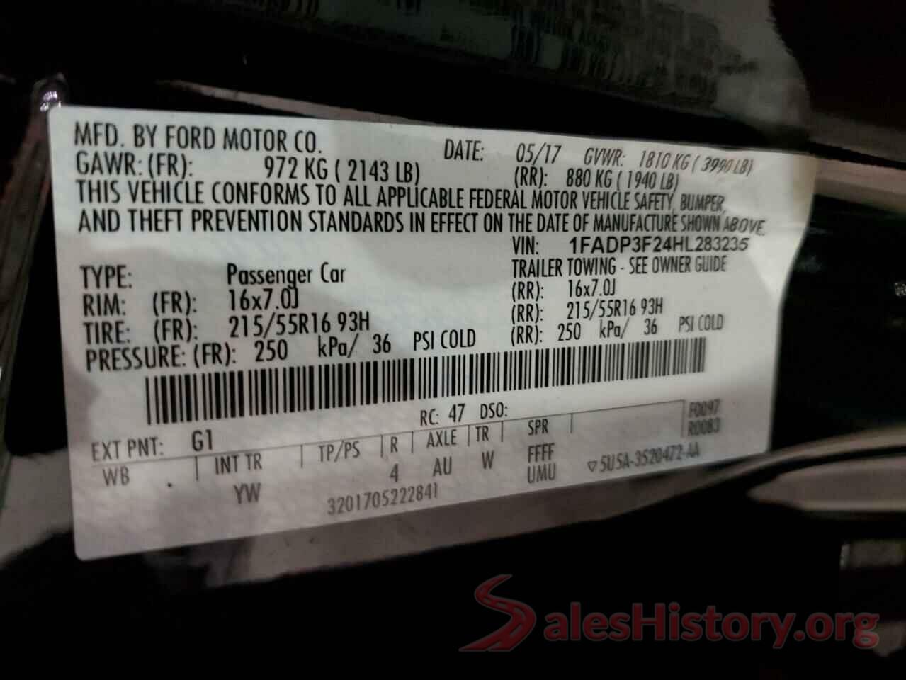 1FADP3F24HL283235 2017 FORD FOCUS