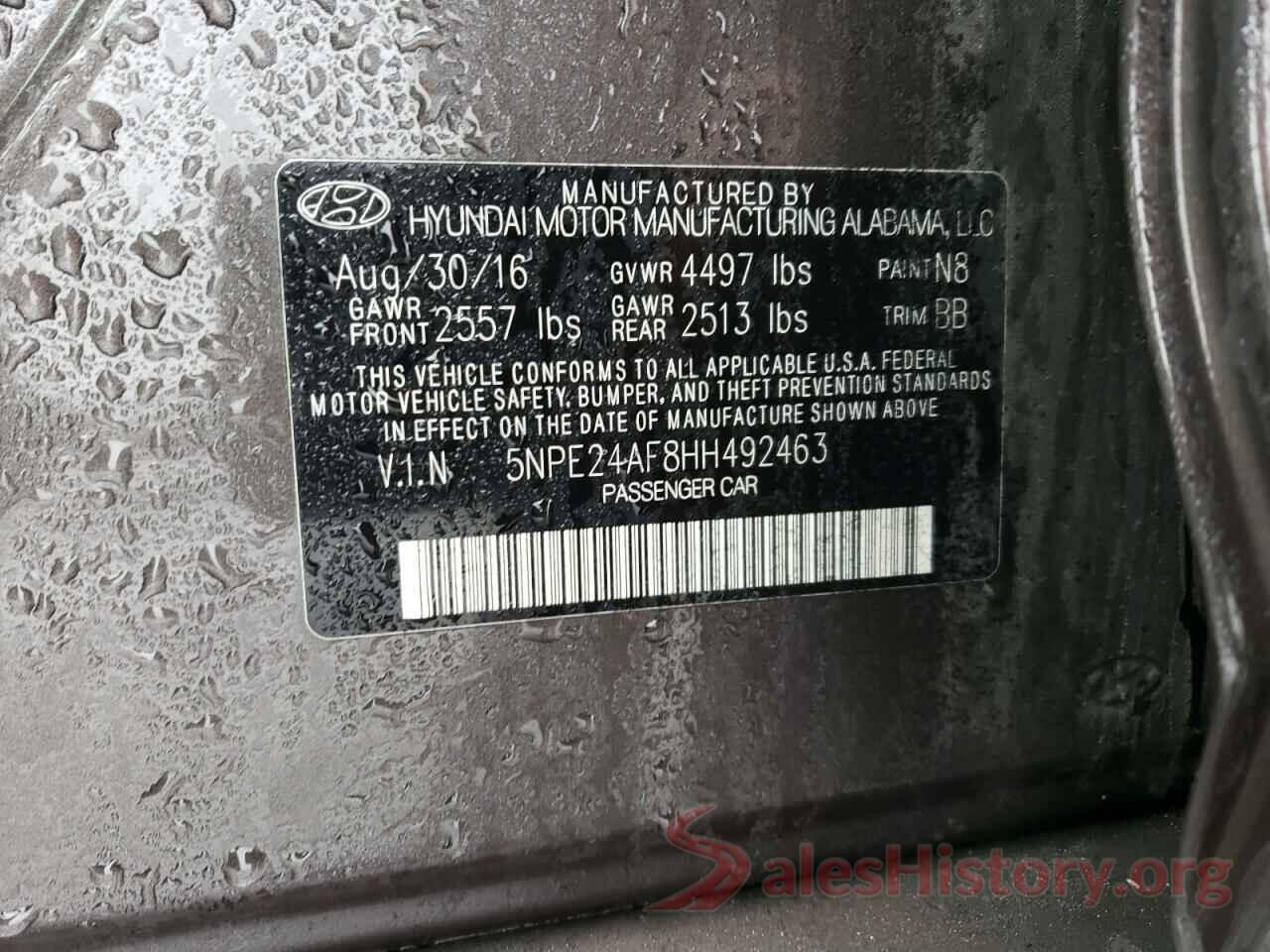 5NPE24AF8HH492463 2017 HYUNDAI SONATA