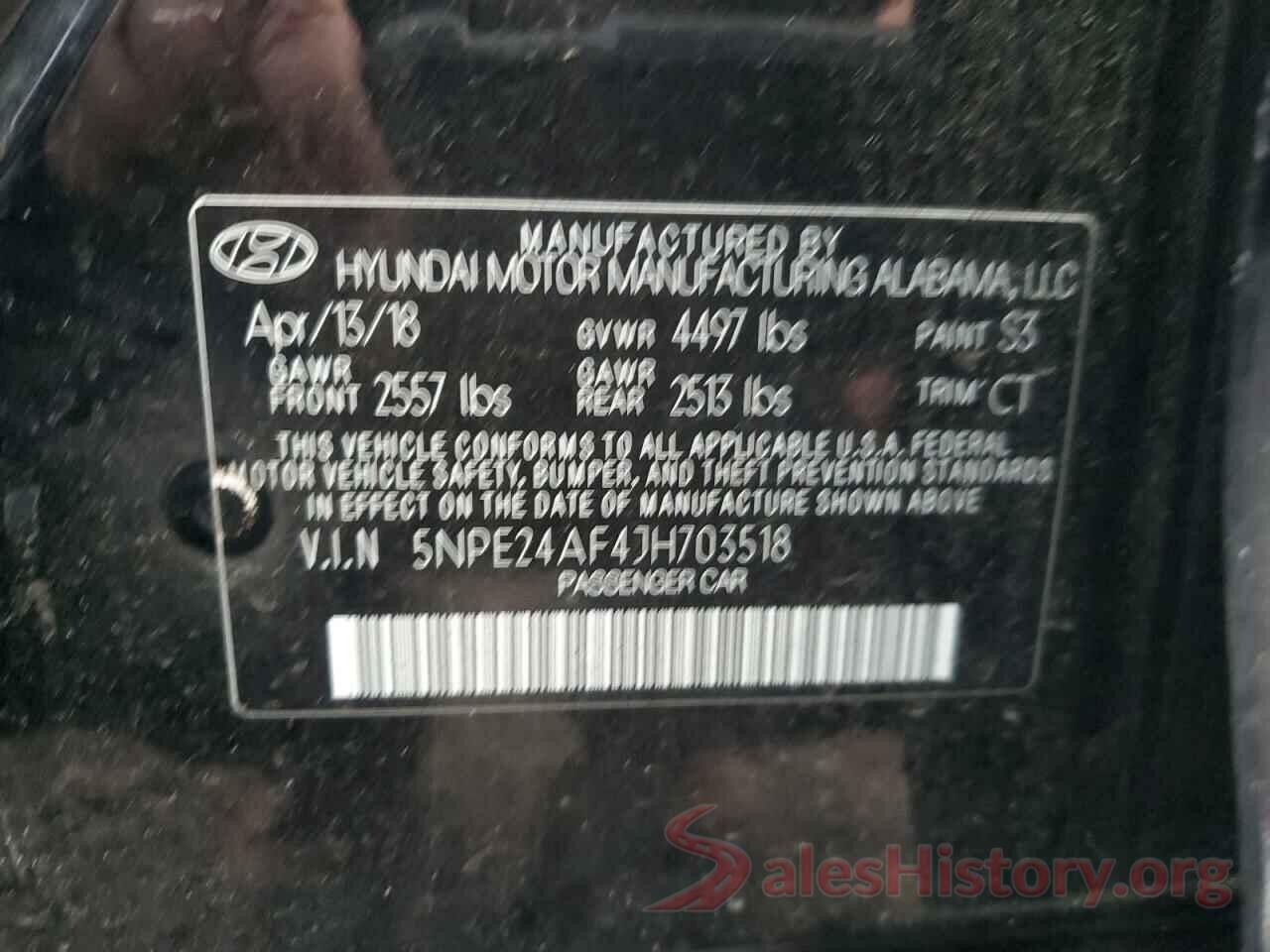 5NPE24AF4JH703518 2018 HYUNDAI SONATA