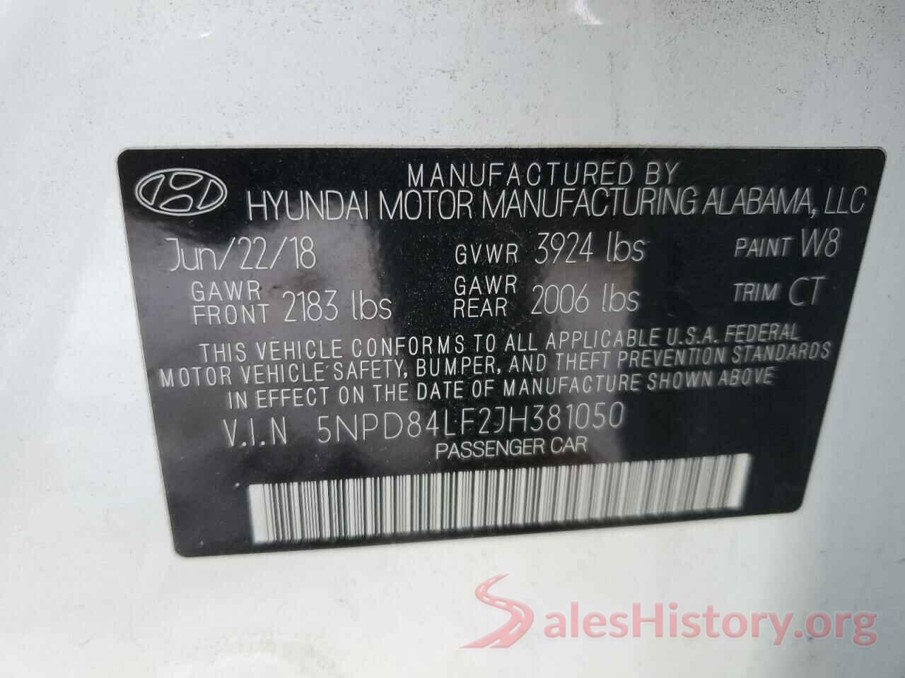 5NPD84LF2JH381050 2018 HYUNDAI ELANTRA