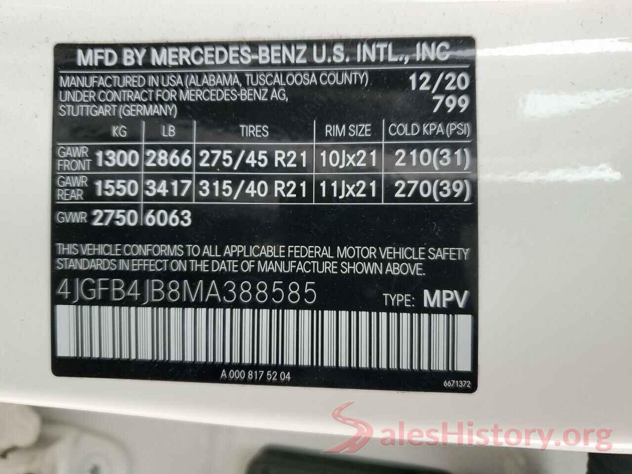 4JGFB4JB8MA388585 2021 MERCEDES-BENZ GLE-CLASS