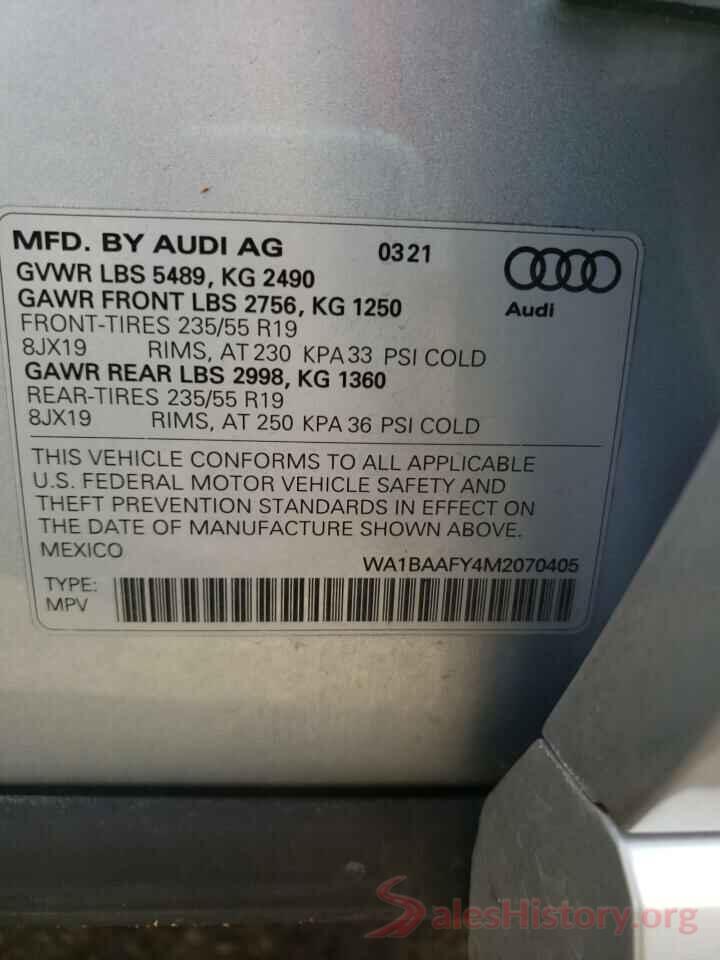 WA1BAAFY4M2070405 2021 AUDI Q5