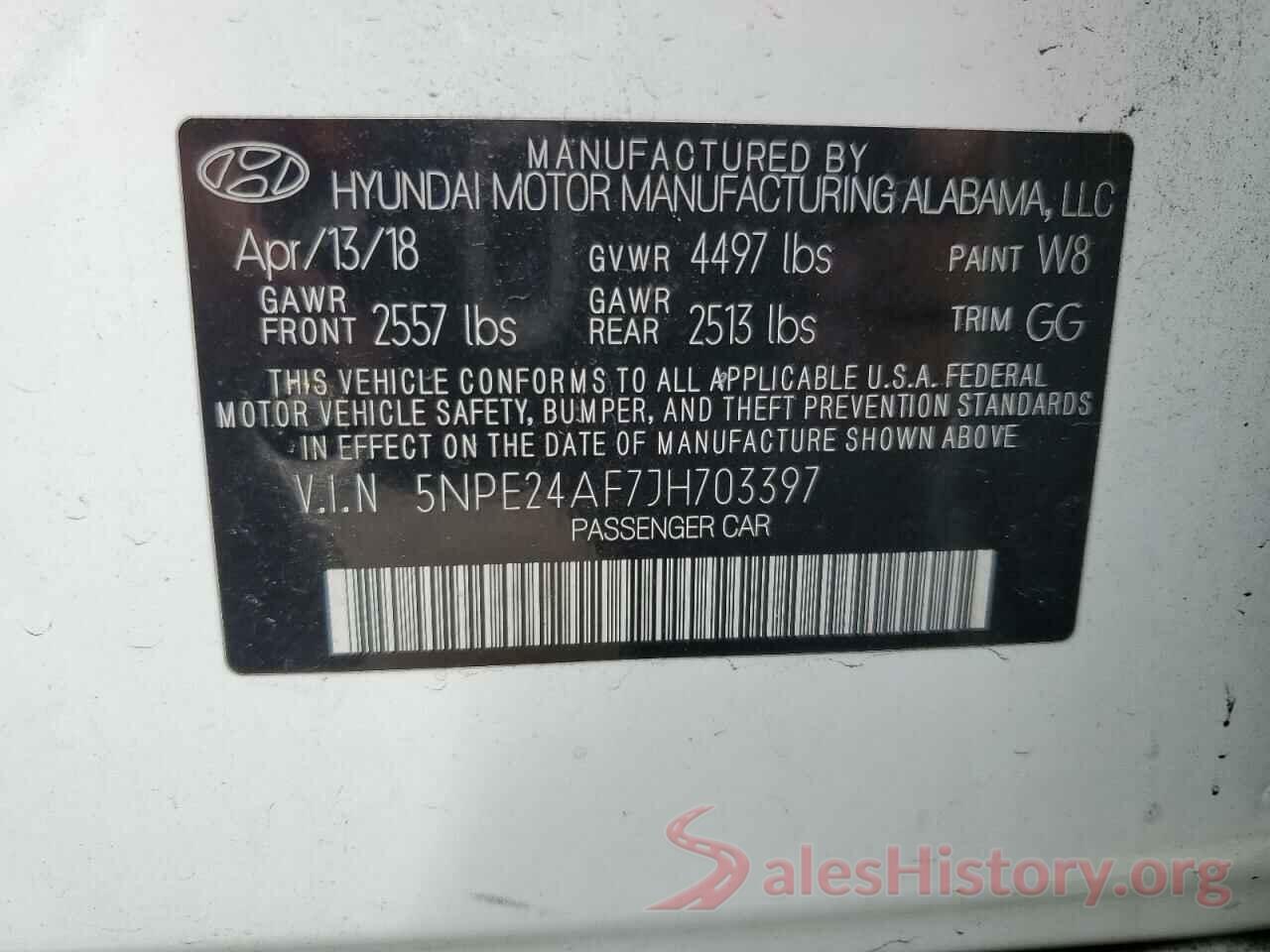 5NPE24AF7JH703397 2018 HYUNDAI SONATA