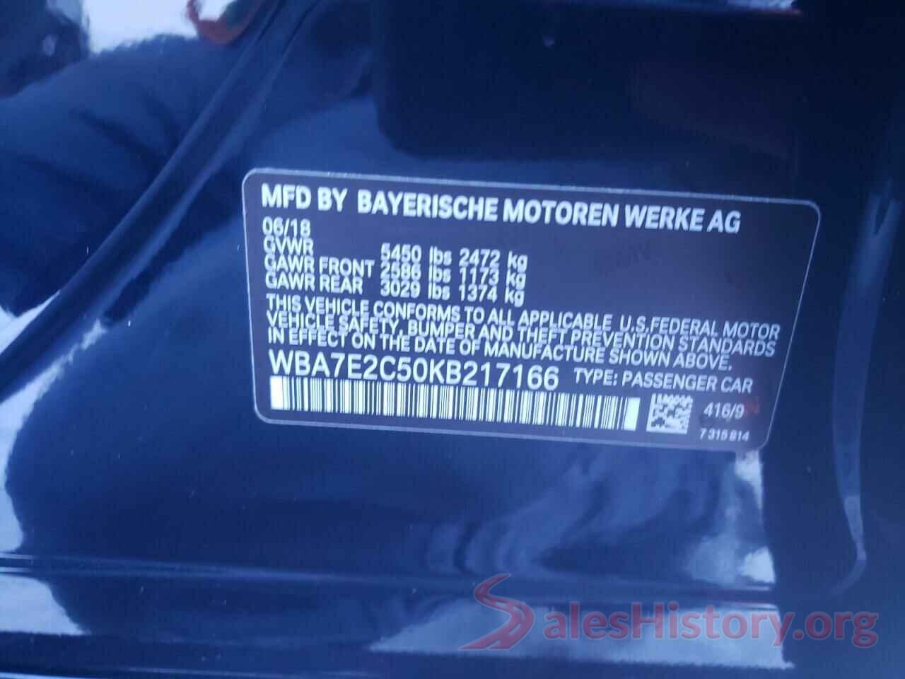 WBA7E2C50KB217166 2019 BMW 7 SERIES