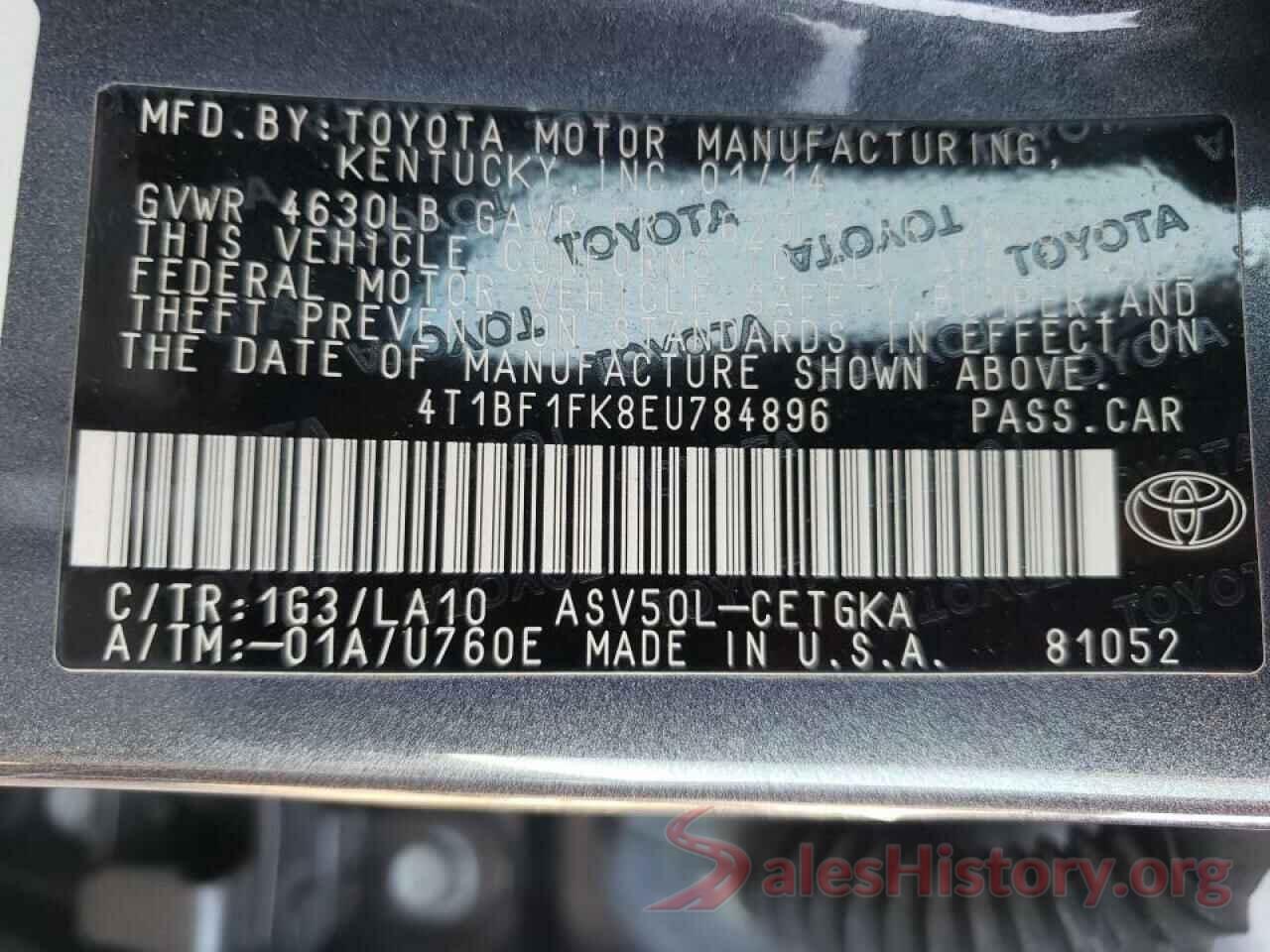 4T1BF1FK8EU784896 2014 TOYOTA CAMRY