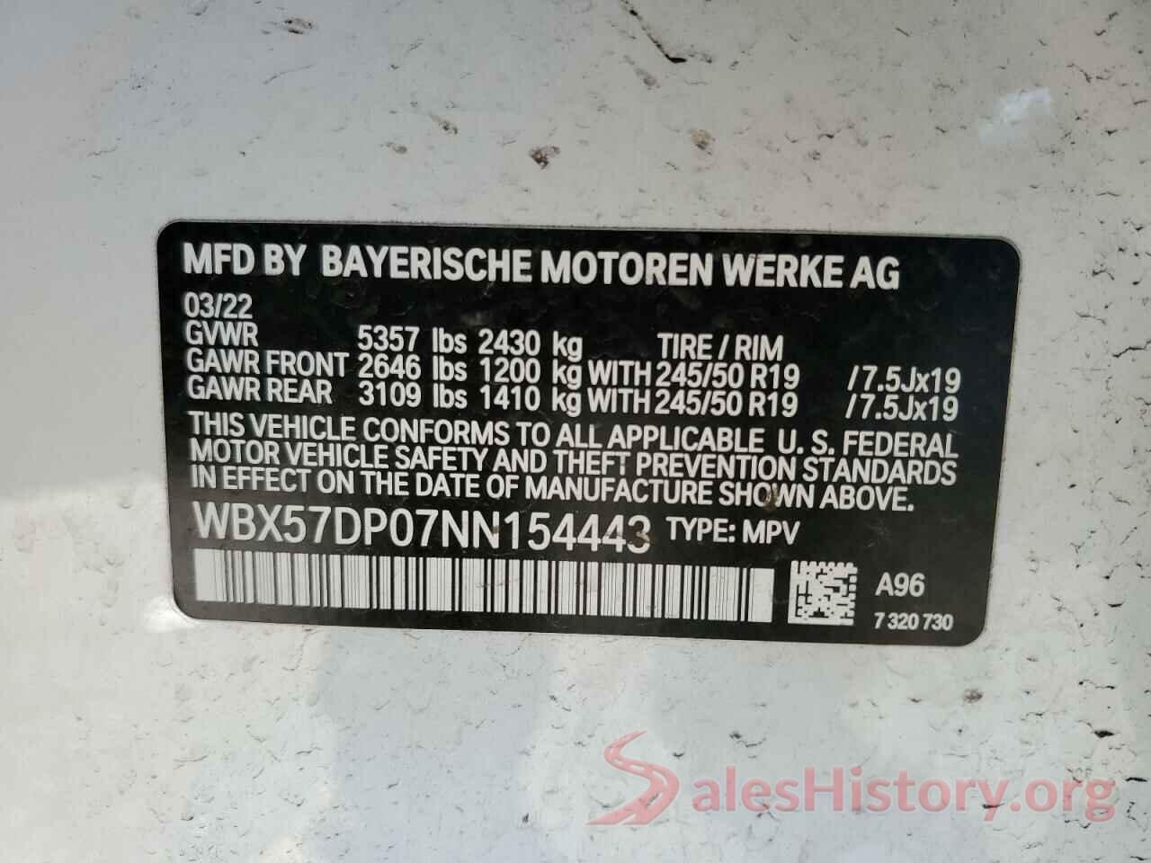 WBX57DP07NN154443 2022 BMW X3