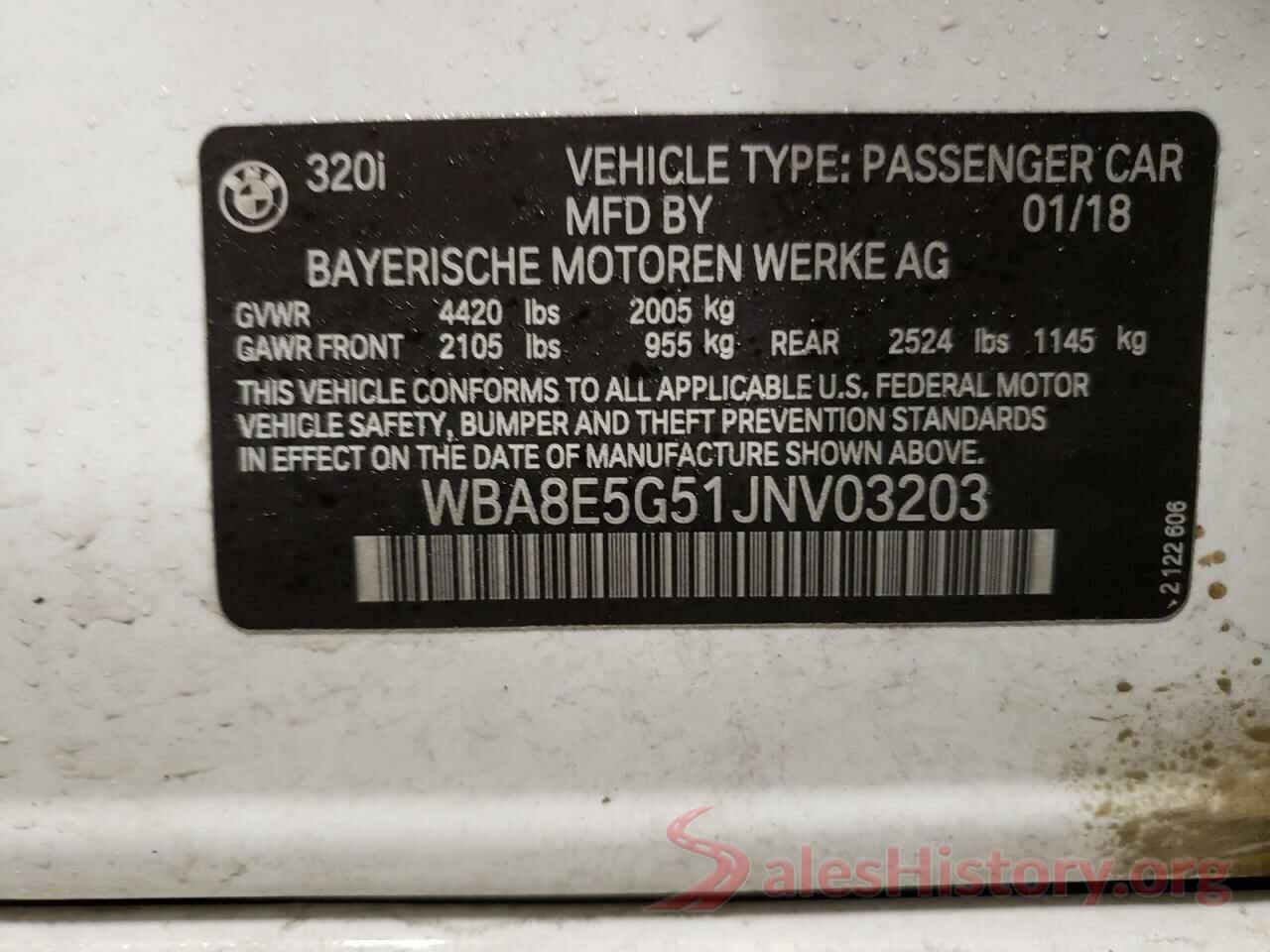 WBA8E5G51JNV03203 2018 BMW 3 SERIES