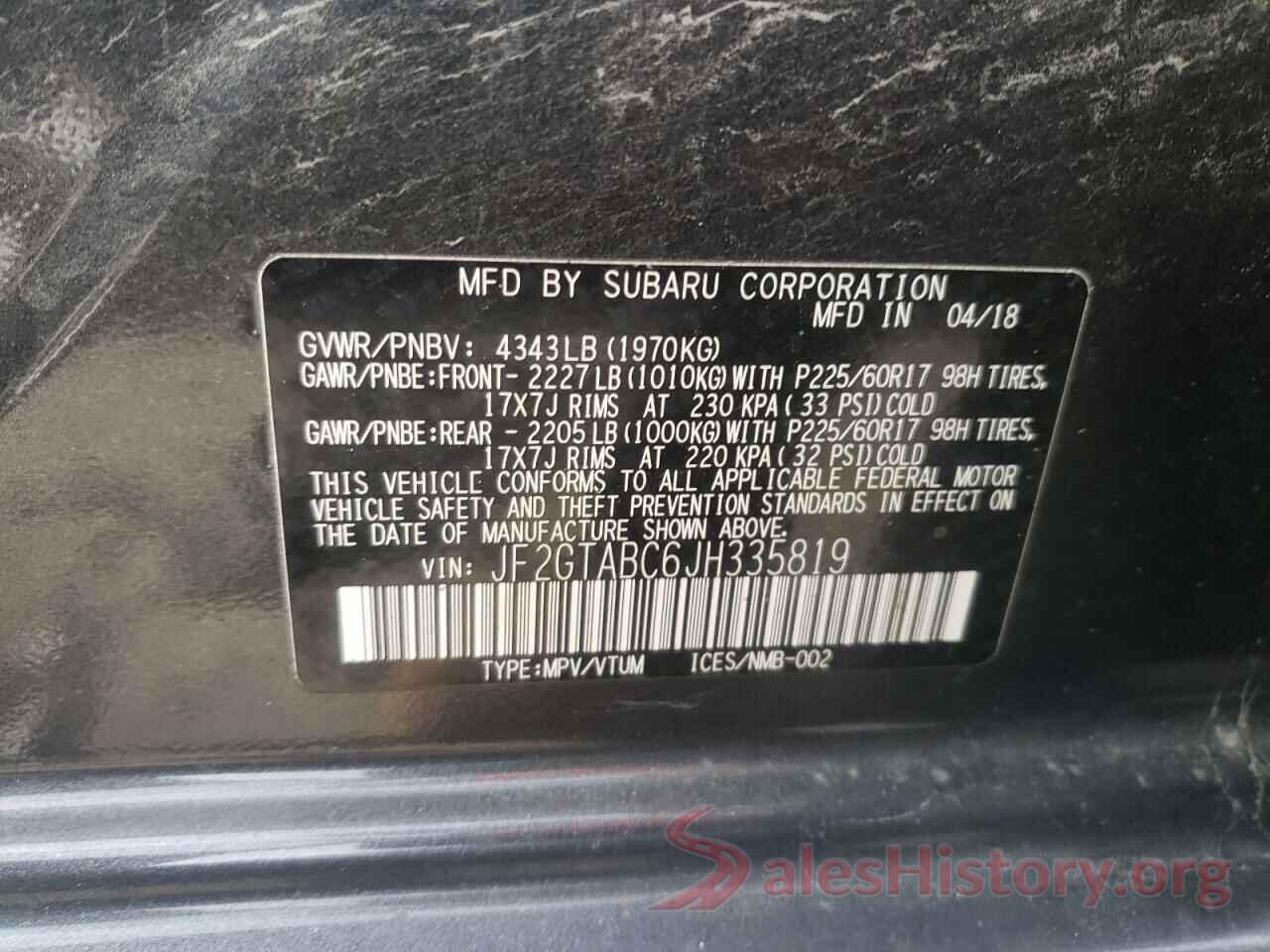 JF2GTABC6JH335819 2018 SUBARU CROSSTREK