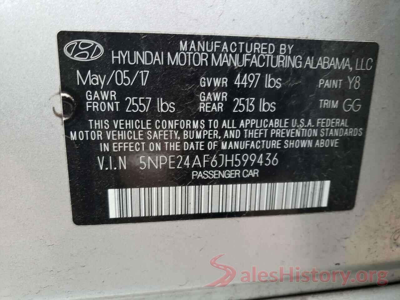 5NPE24AF6JH599436 2018 HYUNDAI SONATA