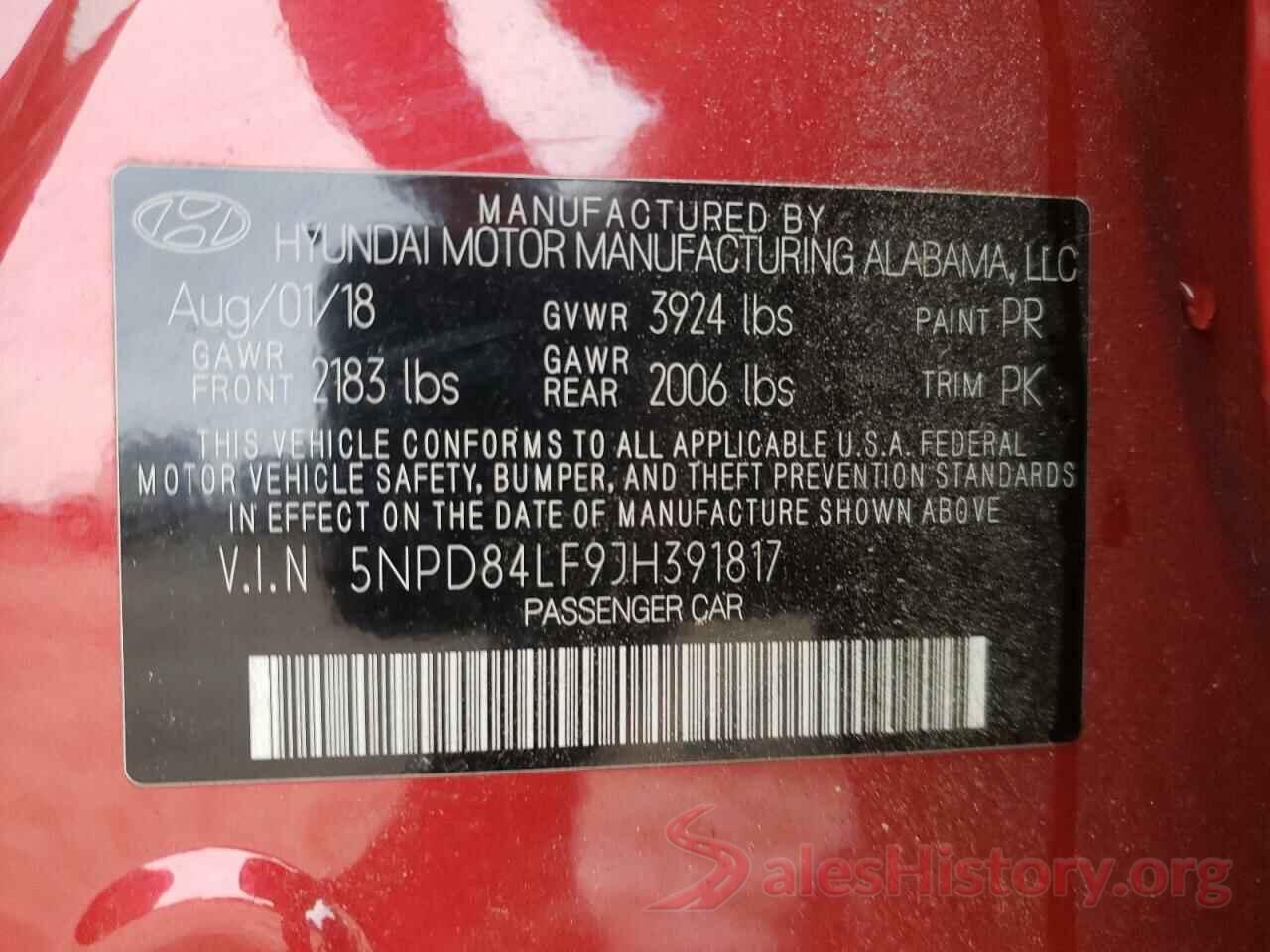 5NPD84LF9JH391817 2018 HYUNDAI ELANTRA