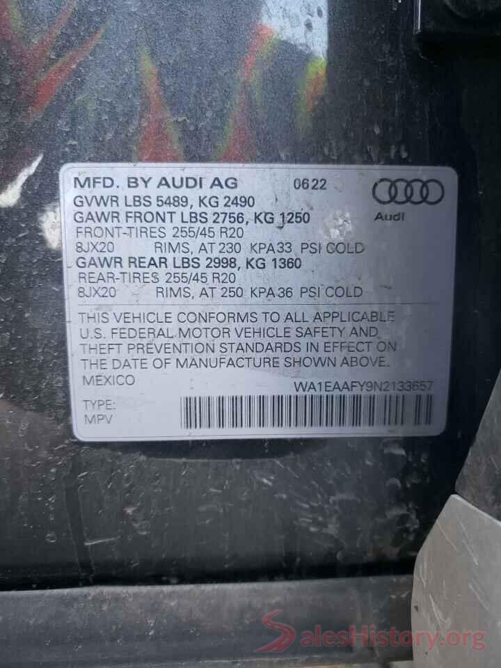 WA1EAAFY9N2133657 2022 AUDI Q5