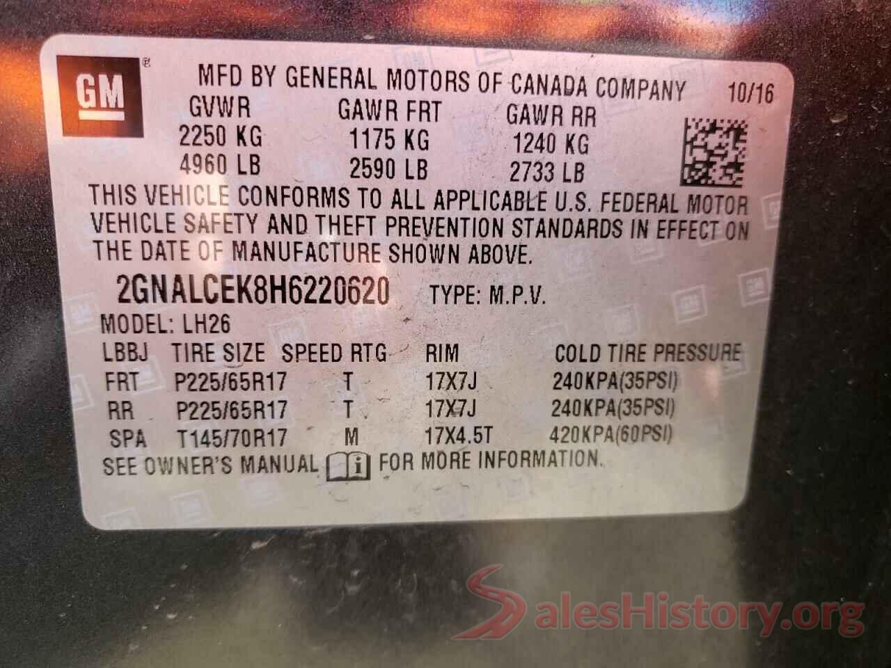 2GNALCEK8H6220620 2017 CHEVROLET EQUINOX