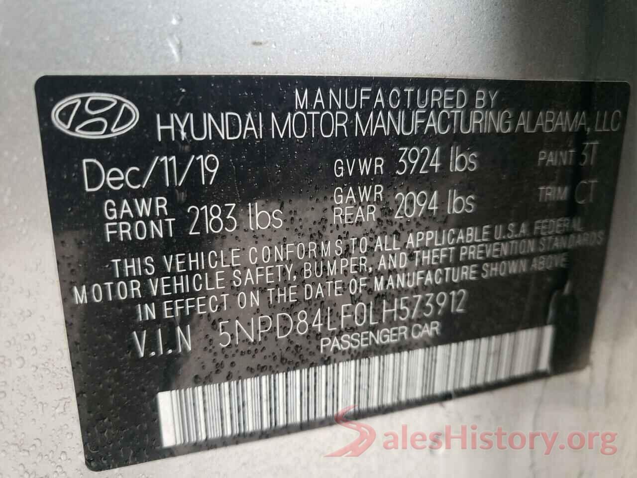 5NPD84LF0LH573912 2020 HYUNDAI ELANTRA