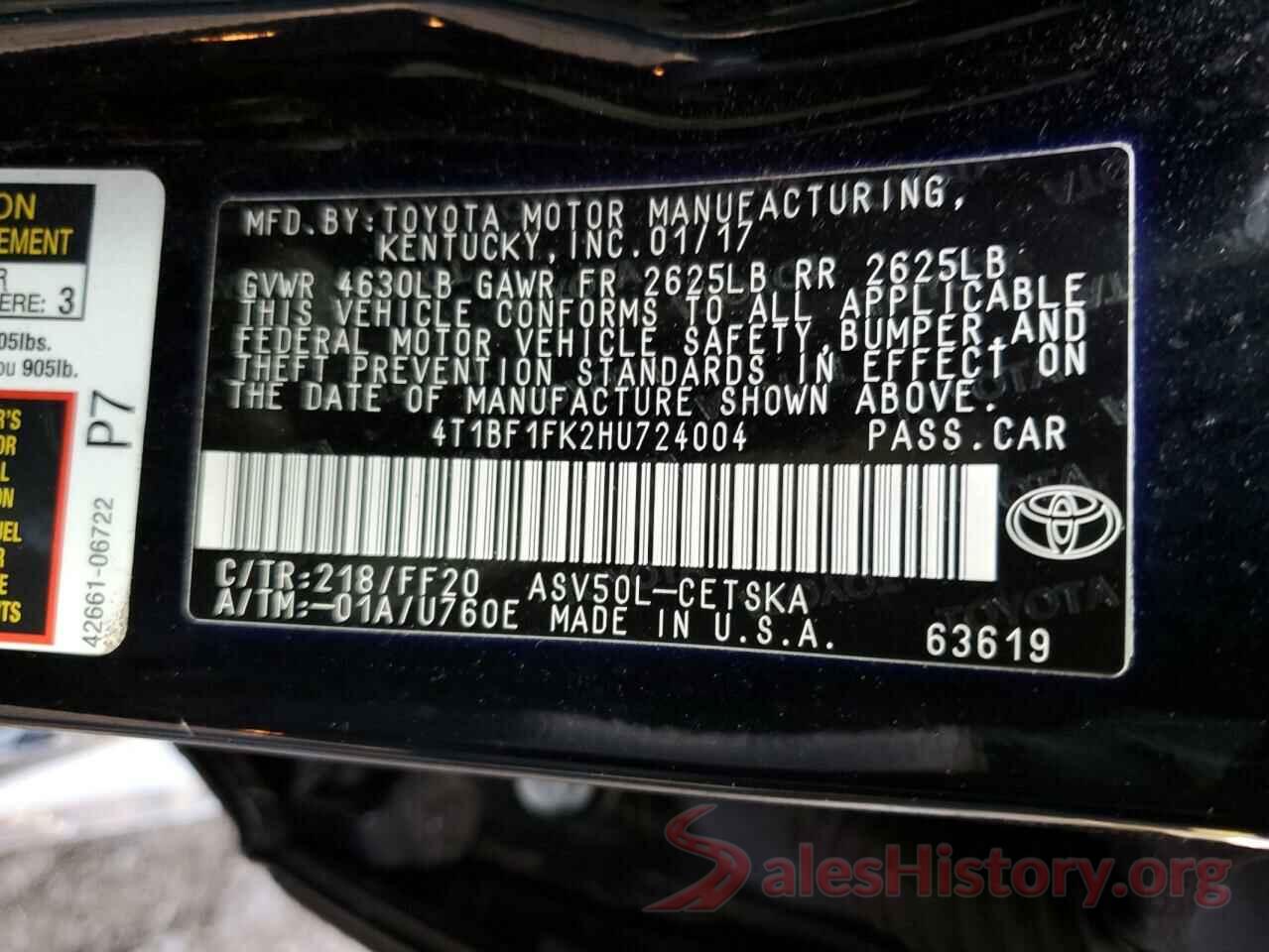 4T1BF1FK2HU724004 2017 TOYOTA CAMRY