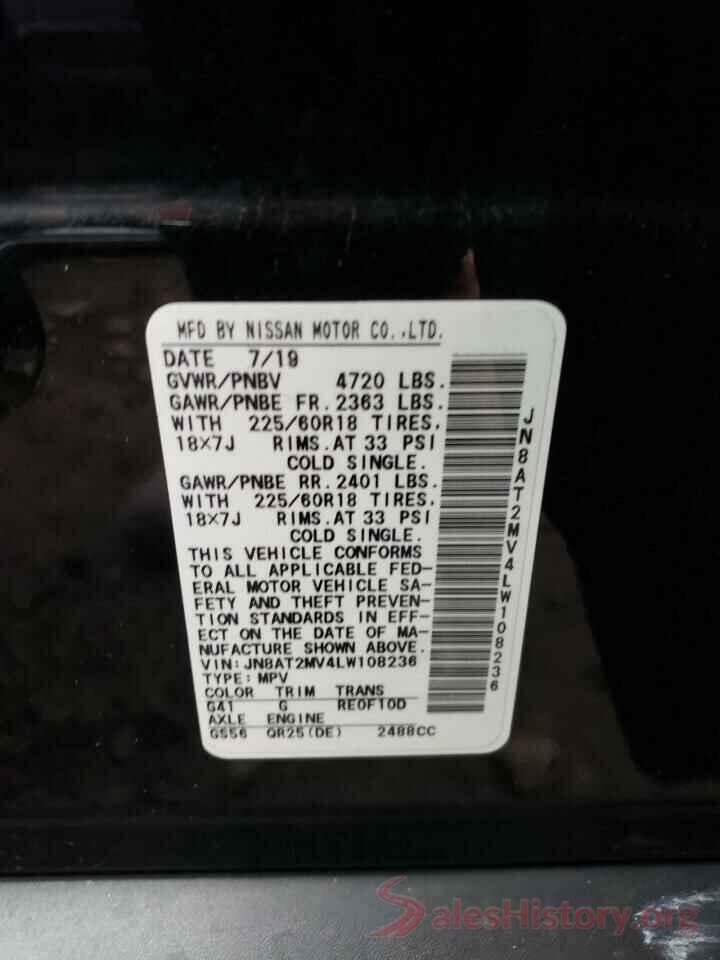 JN8AT2MV4LW108236 2020 NISSAN ROGUE