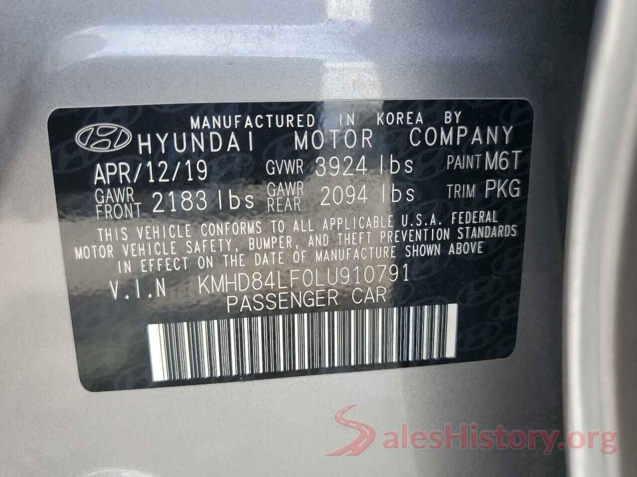 KMHD84LF0LU910791 2020 HYUNDAI ELANTRA