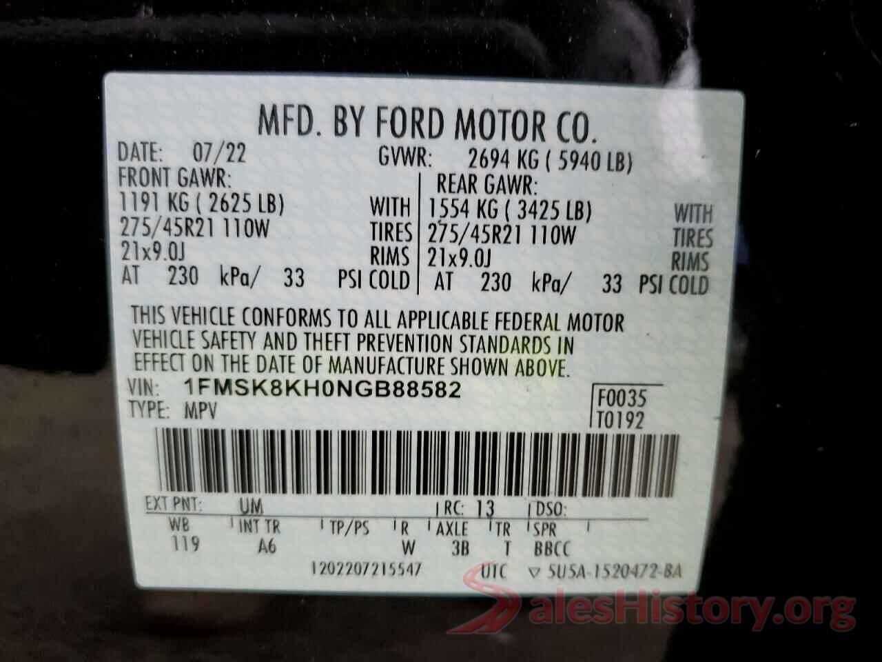 1FMSK8KH0NGB88582 2022 FORD EXPLORER