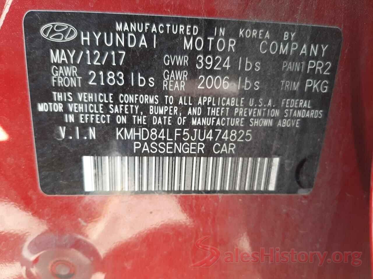 KMHD84LF5JU474825 2018 HYUNDAI ELANTRA