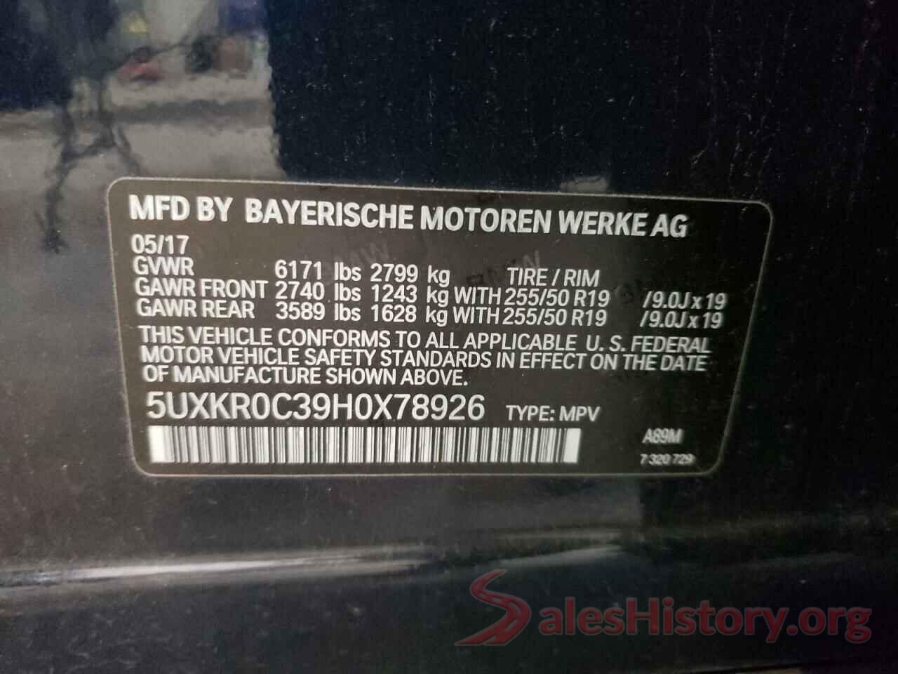 5UXKR0C39H0X78926 2017 BMW X5