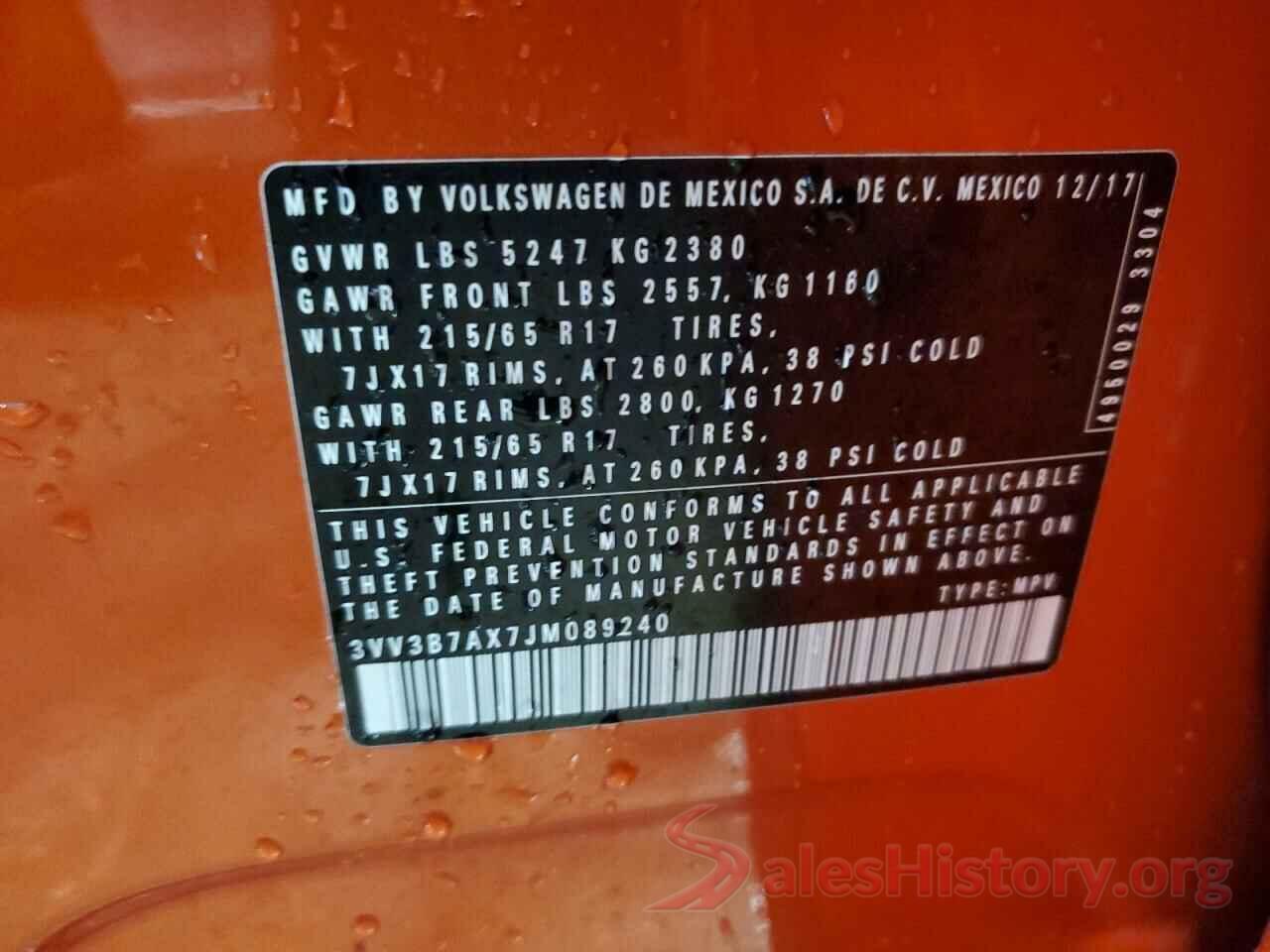 3VV3B7AX7JM089240 2018 VOLKSWAGEN TIGUAN