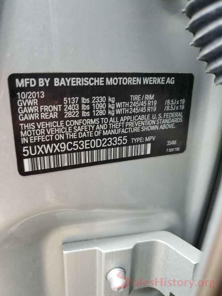 5UXWX9C53E0D23355 2014 BMW X3