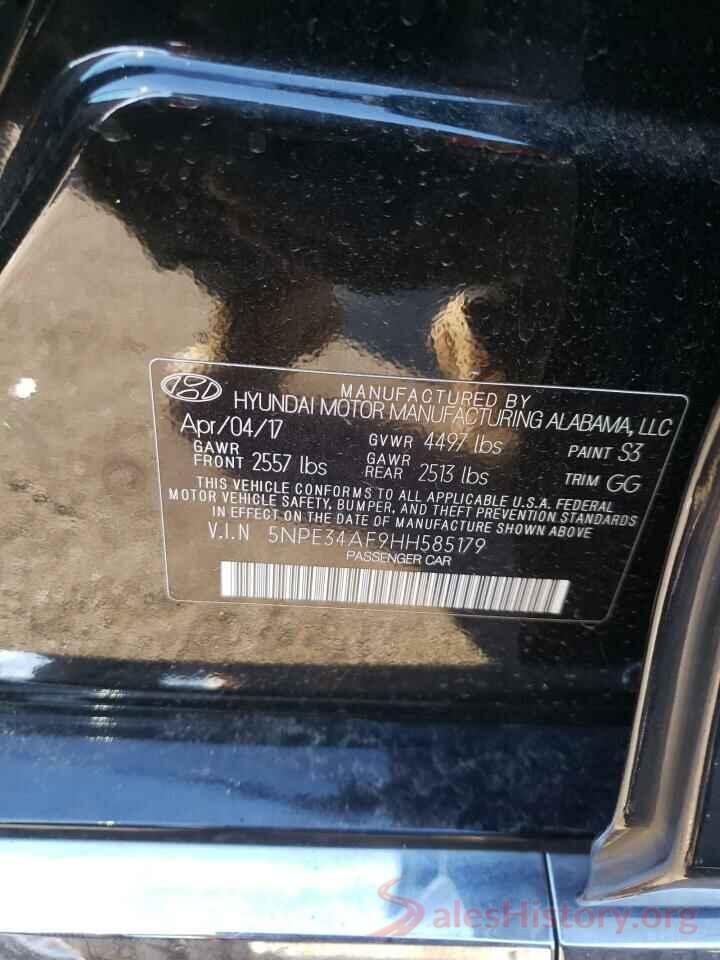 5NPE34AF9HH585179 2017 HYUNDAI SONATA