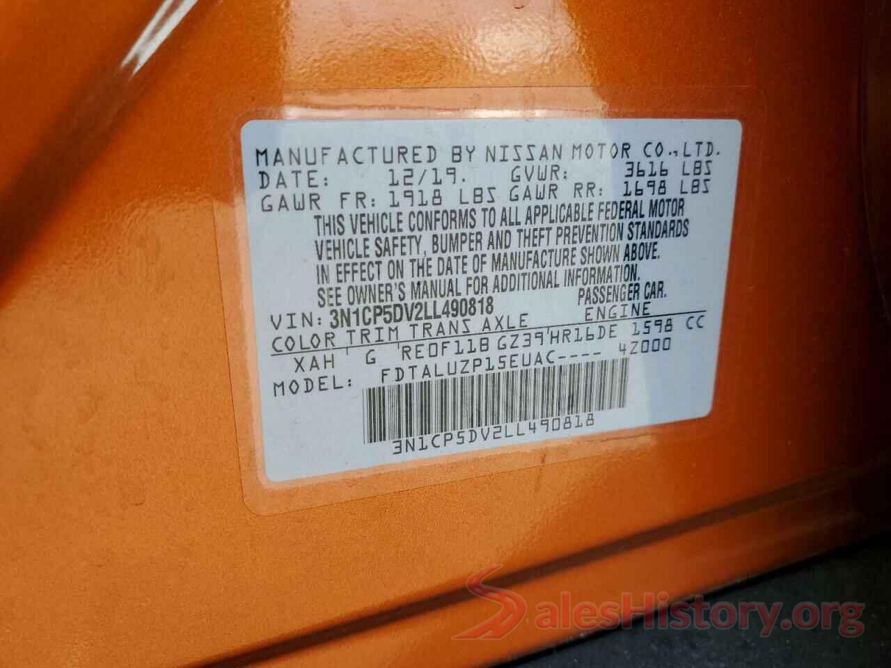 3N1CP5DV2LL490818 2020 NISSAN KICKS