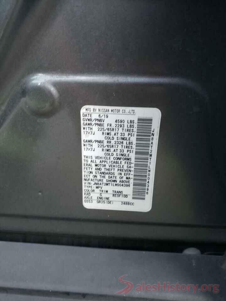 JN8AT2MT1LW004396 2020 NISSAN ROGUE