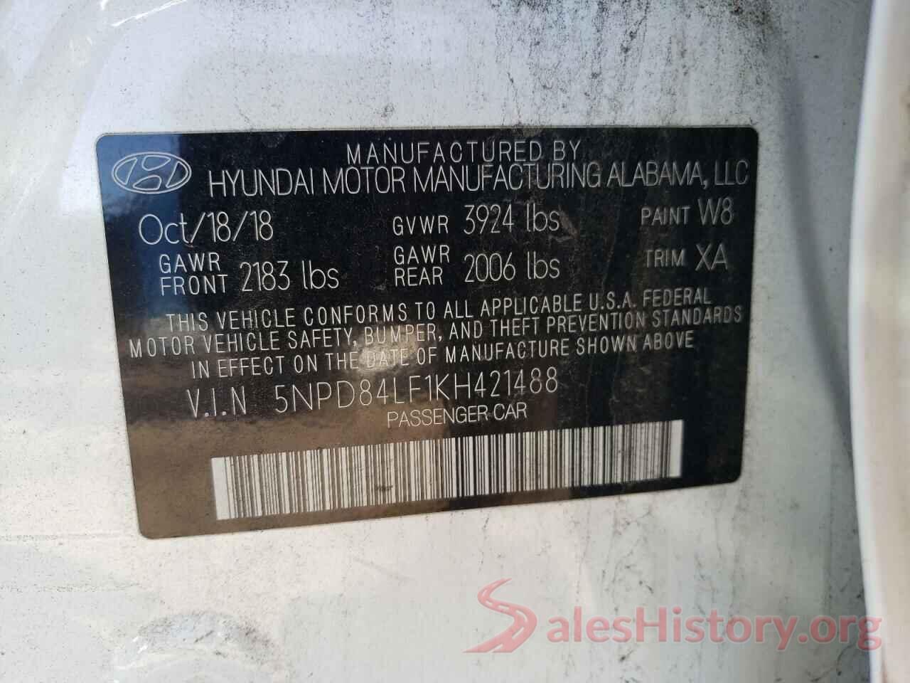 5NPD84LF1KH421488 2019 HYUNDAI ELANTRA