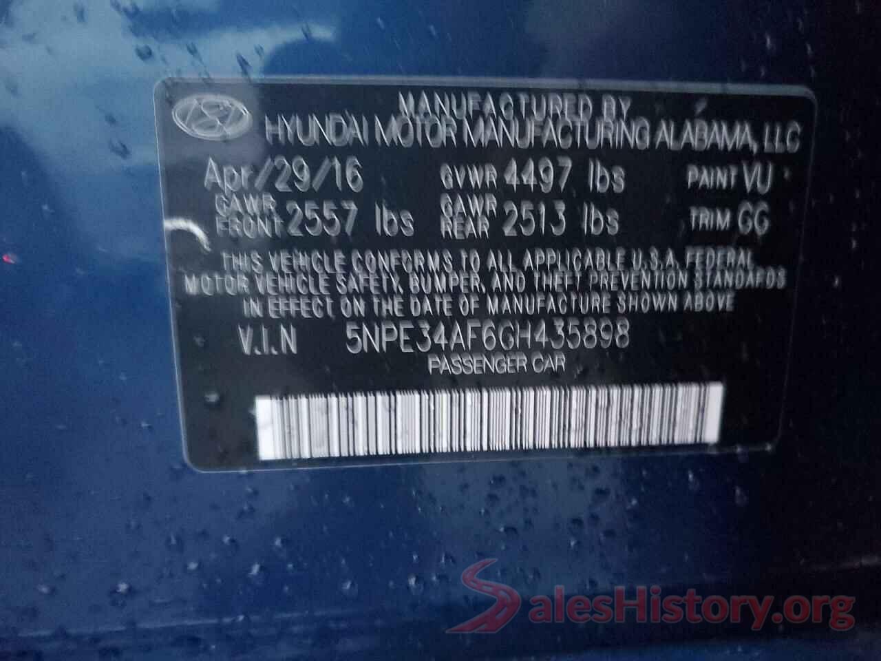 5NPE34AF6GH435898 2016 HYUNDAI SONATA