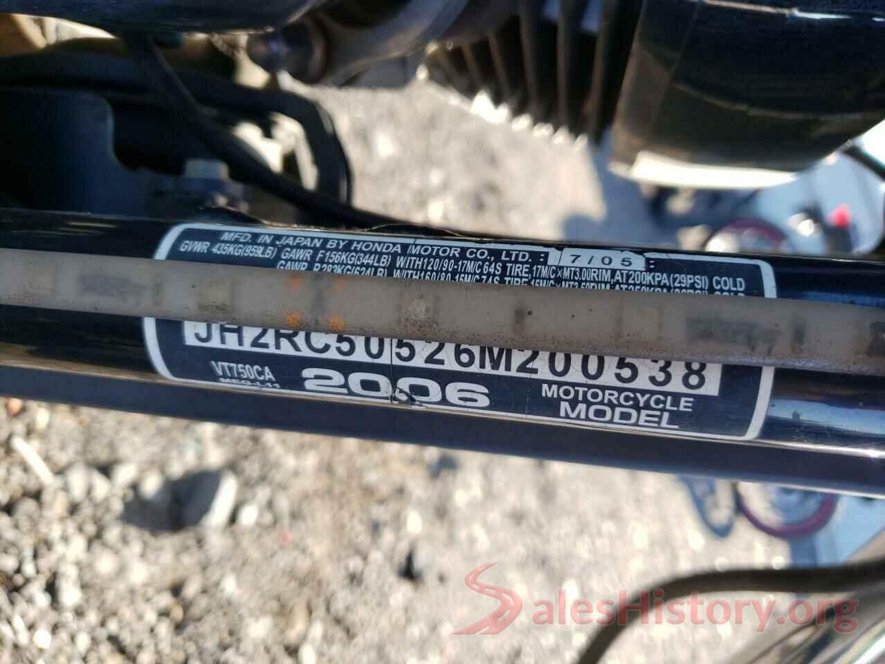 JH2RC50526M200538 2006 HONDA VT CYCLE