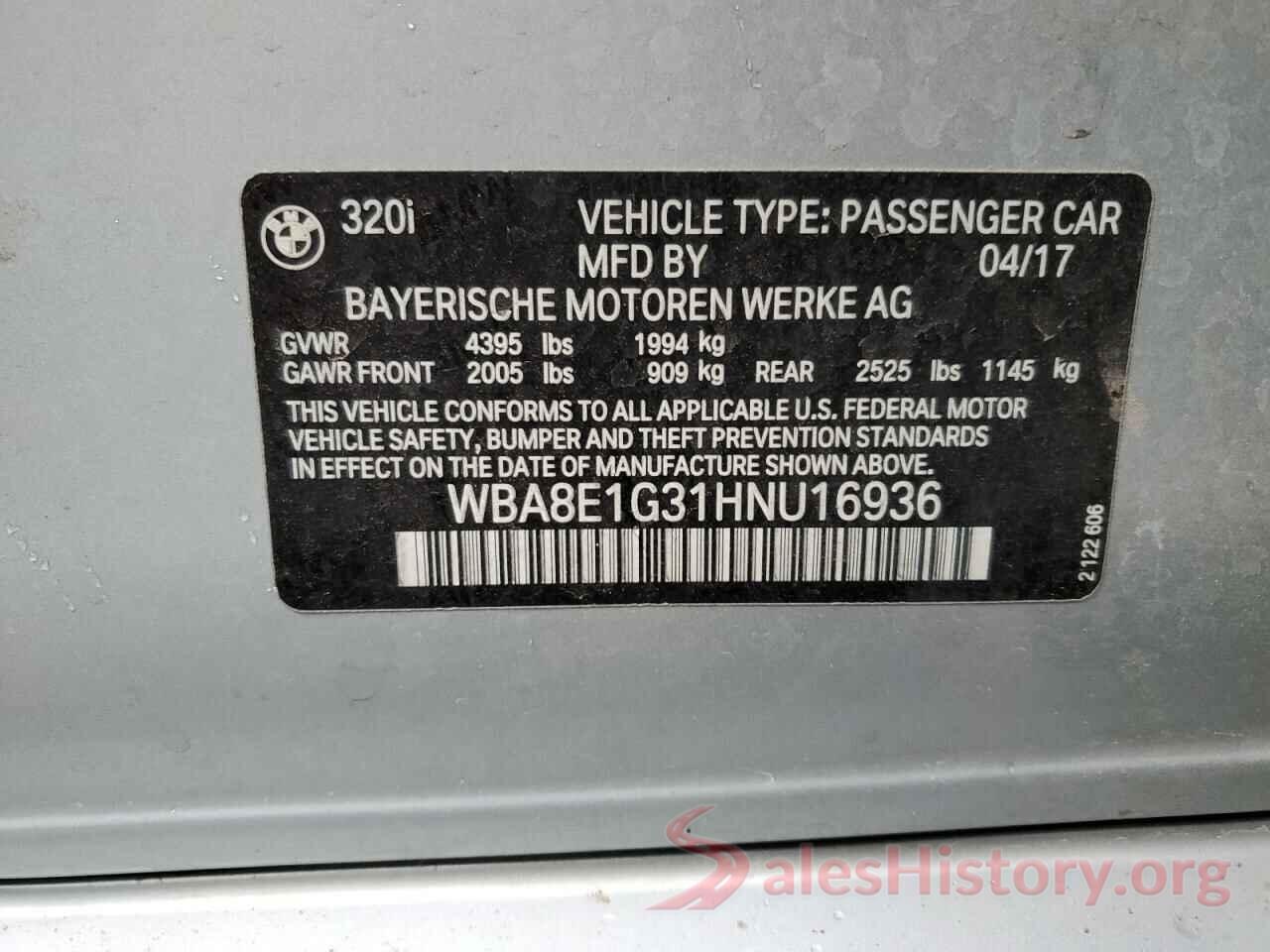 WBA8E1G31HNU16936 2017 BMW 3 SERIES