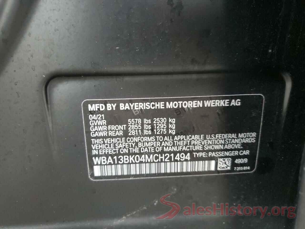 WBA13BK04MCH21494 2021 BMW M5