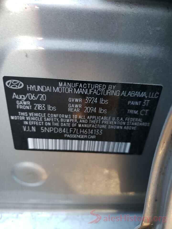 5NPD84LF7LH614133 2020 HYUNDAI ELANTRA