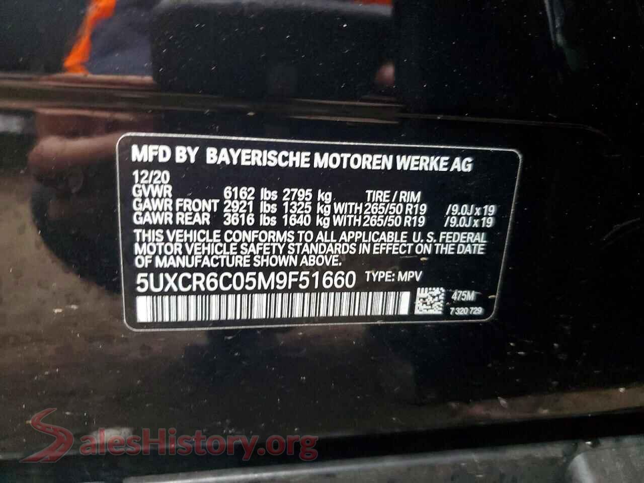 2021 BMW X5 VIN 5UXCR6C05M9F51660, wheel and tire