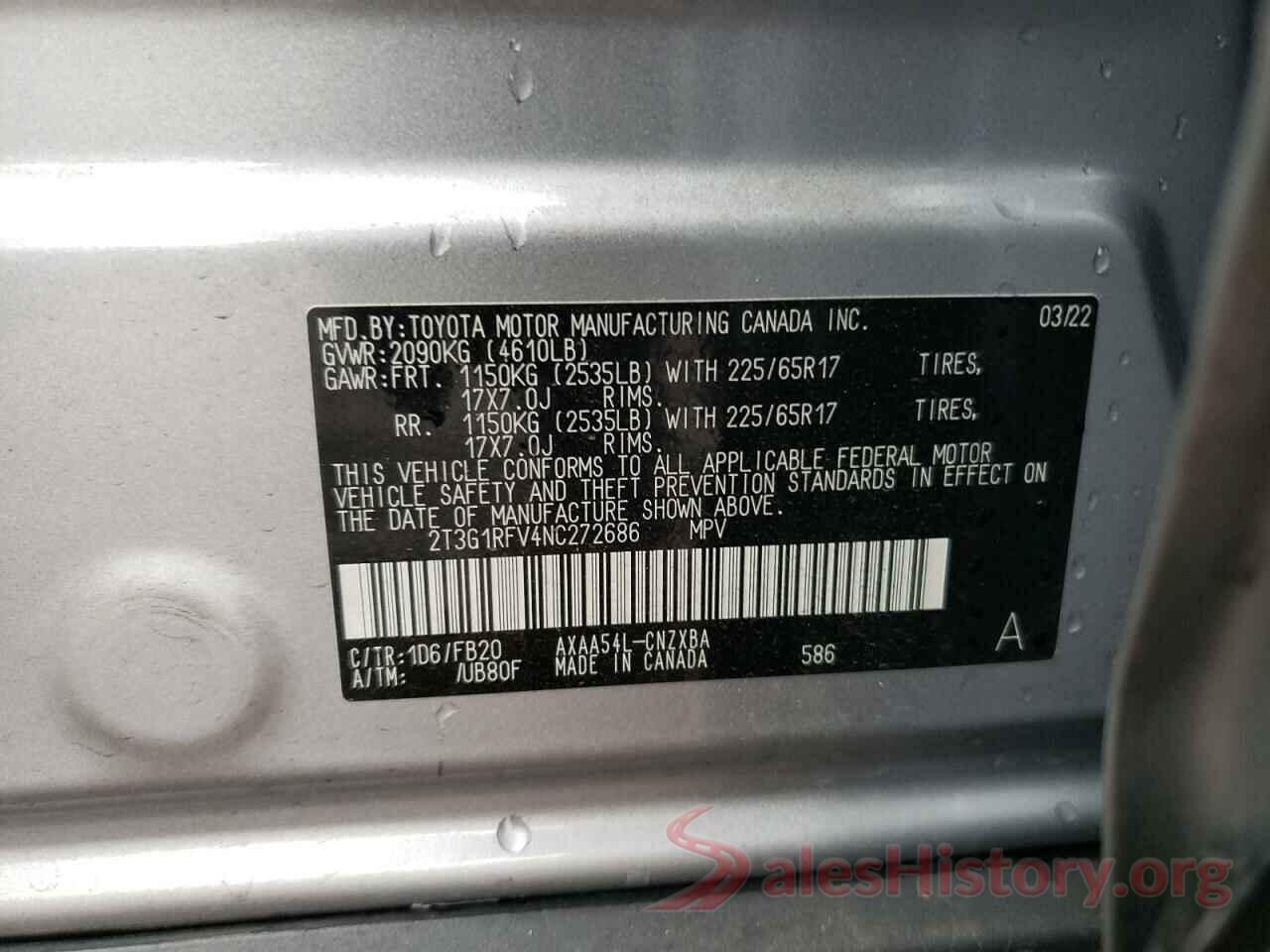 2T3G1RFV4NC272686 2022 TOYOTA RAV4