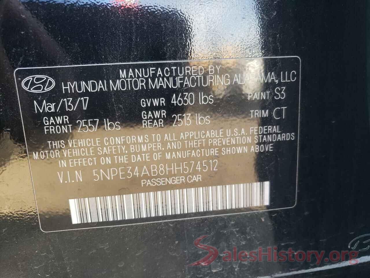 5NPE34AB8HH574512 2017 HYUNDAI SONATA