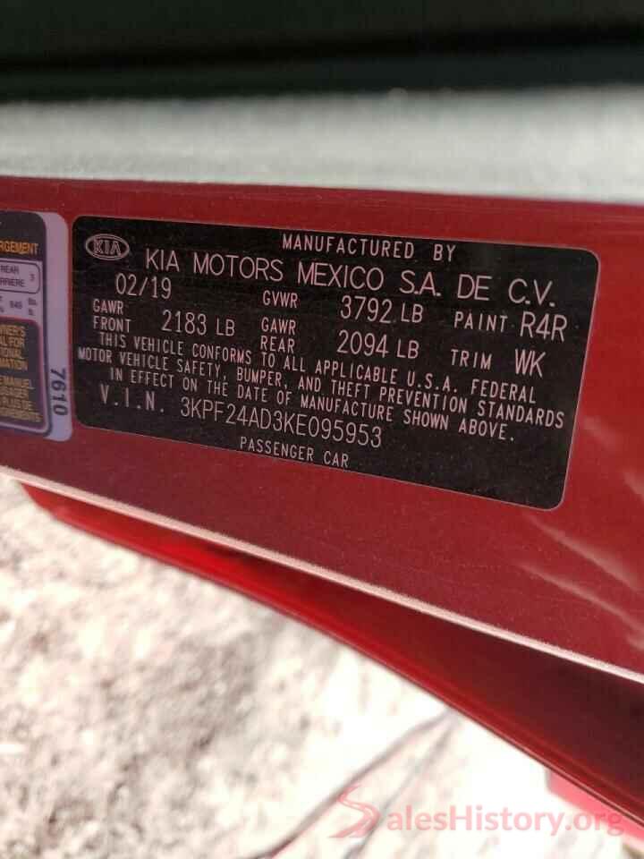 3KPF24AD3KE095953 2019 KIA FORTE