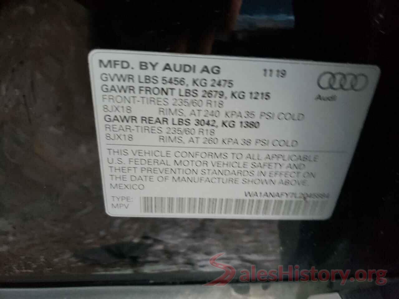 WA1ANAFY7L2045884 2020 AUDI Q5