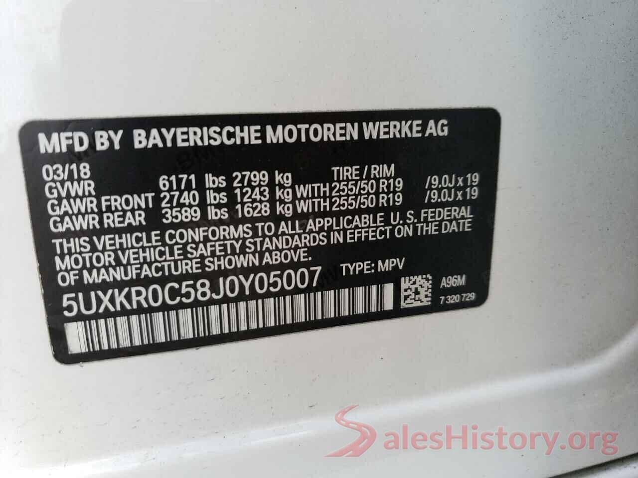 5UXKR0C58J0Y05007 2018 BMW X5