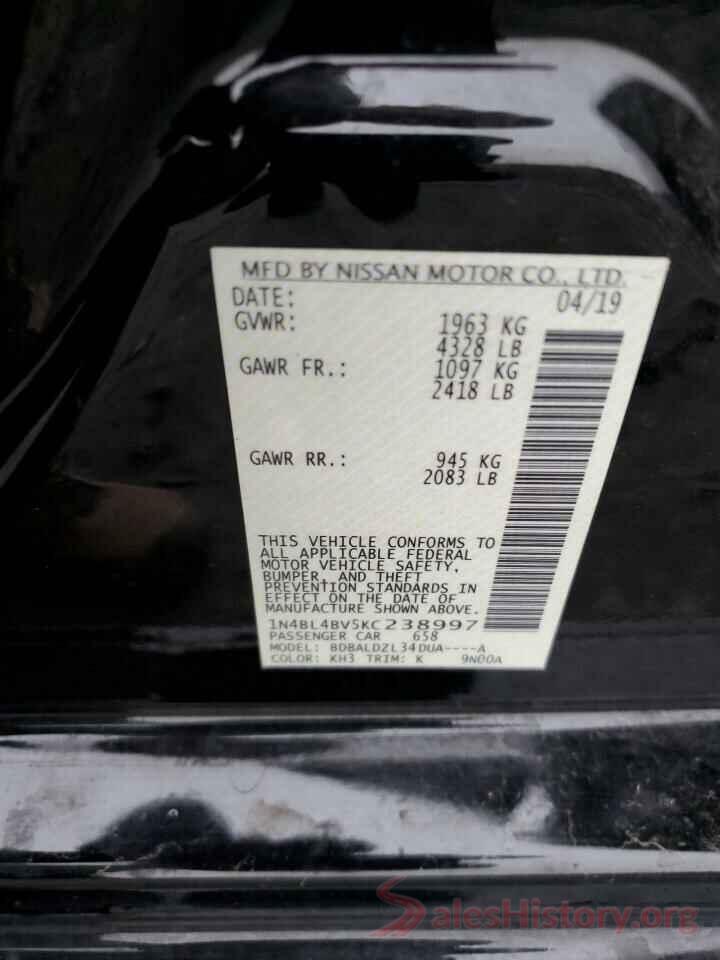 1N4BL4BV5KC238997 2019 NISSAN ALTIMA