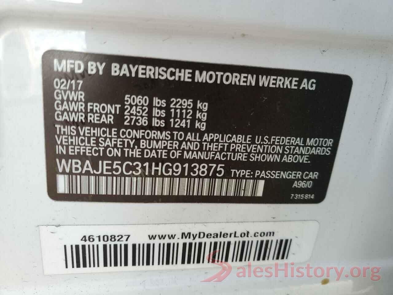 WBAJE5C31HG913875 2017 BMW 5 SERIES