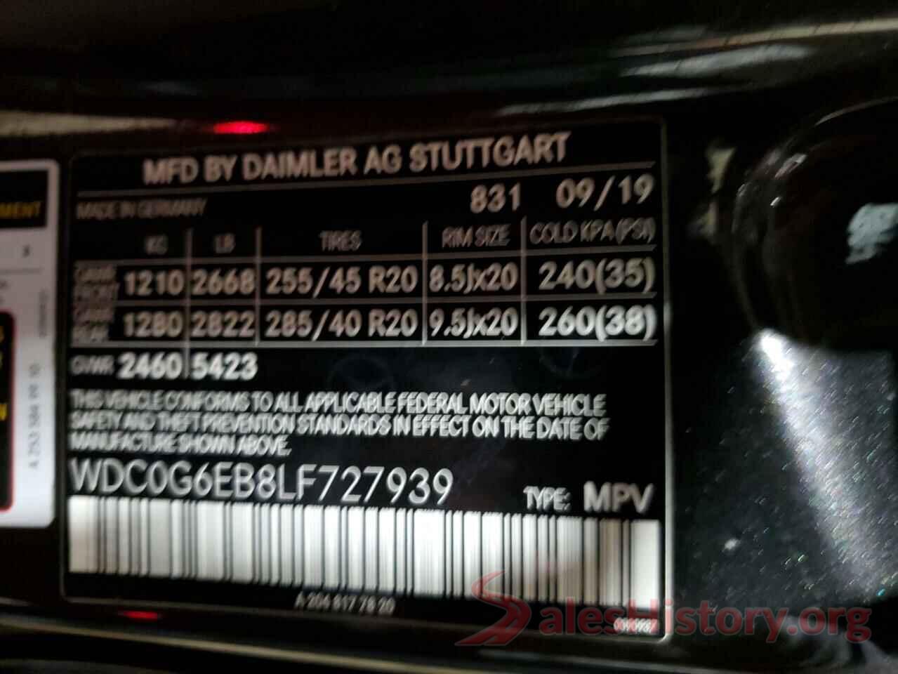 WDC0G6EB8LF727939 2020 MERCEDES-BENZ GLC-CLASS