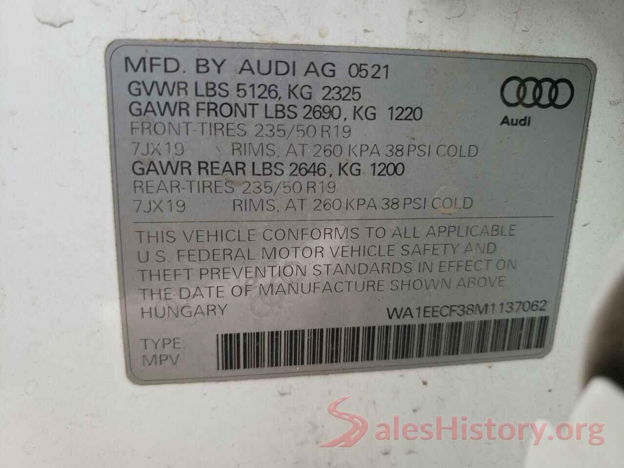 WA1EECF38M1137062 2021 AUDI Q3