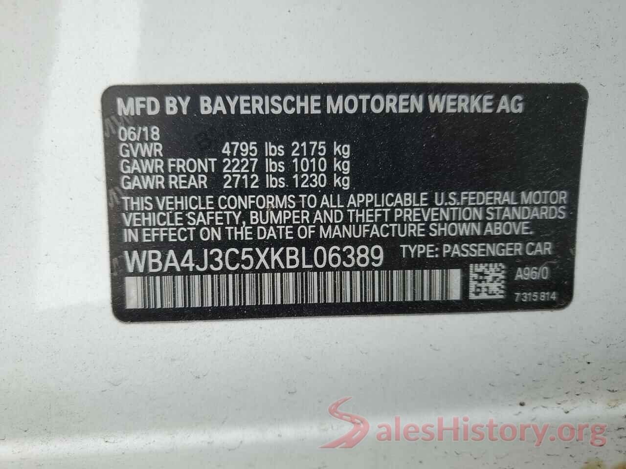 WBA4J3C5XKBL06389 2019 BMW 4 SERIES