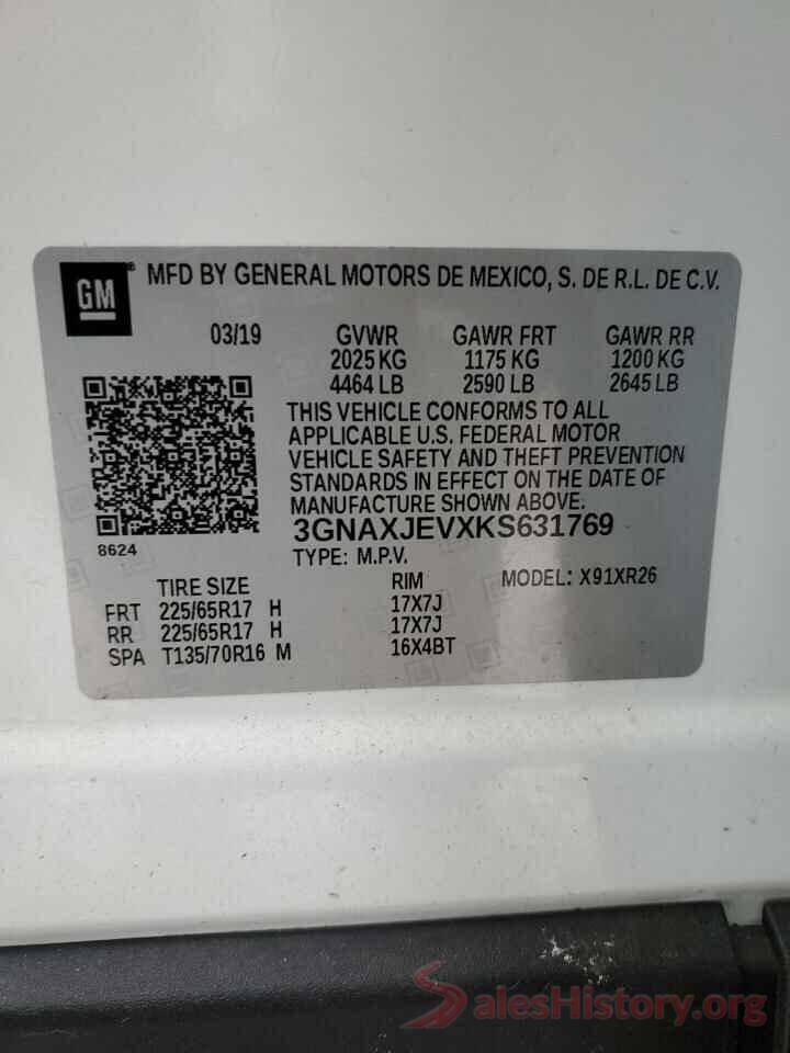 3GNAXJEVXKS631769 2019 CHEVROLET EQUINOX